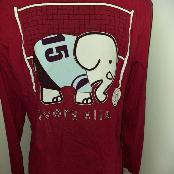 Ivory Ella Long Sleeve Red Large Volleyball Elephant Shirt - Picture 3 of 4